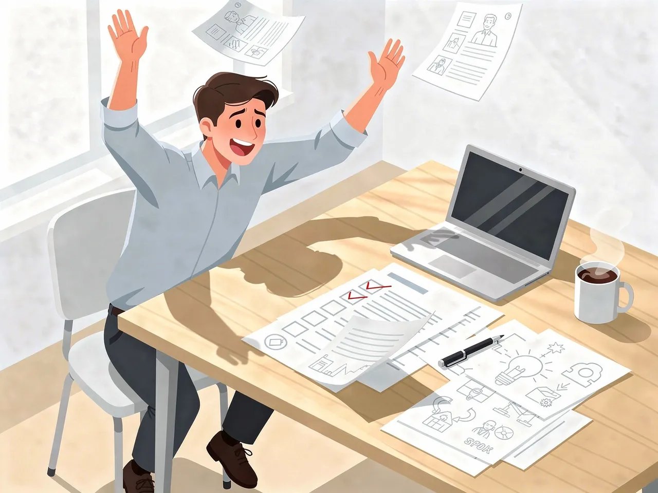 Happy founder after successfully starting the business